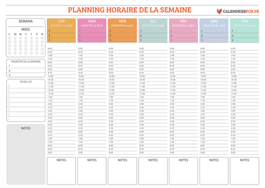 Planning Horaire de la Semaine