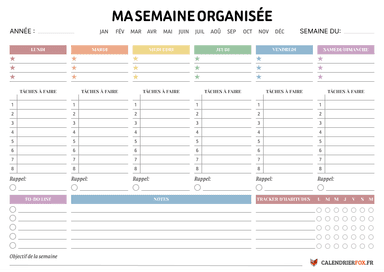 Semainier avec notes et priorités