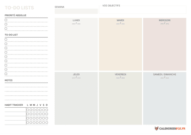 Semainier Liste de Tâches