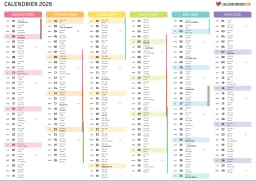 Calendrier 2026 avec scolaires