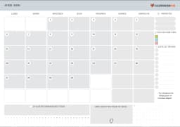 Calendrier avril 2026 avec Notes