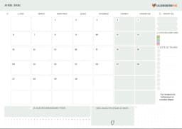 Calendrier avril 2026 avec semaine