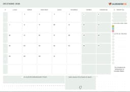 Calendrier décembre 2026 avec semaine