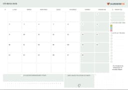 Calendrier février 2026 avec semaine