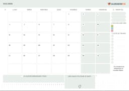 Calendrier mai 2026 avec semaine