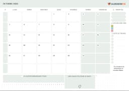 Calendrier octobre 2026 avec semaine