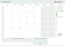 Calendrier septembre 2026 avec semaine