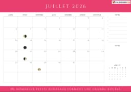 Calendrier juillet 2026 avec phases de lune