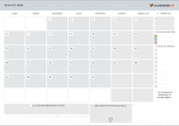 Calendrier juillet 2026 avec Notes