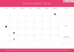 Calendrier novembre 2026 avec phases de lune