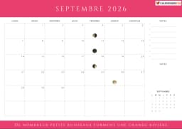 Calendrier septembre 2026 avec phases de lune