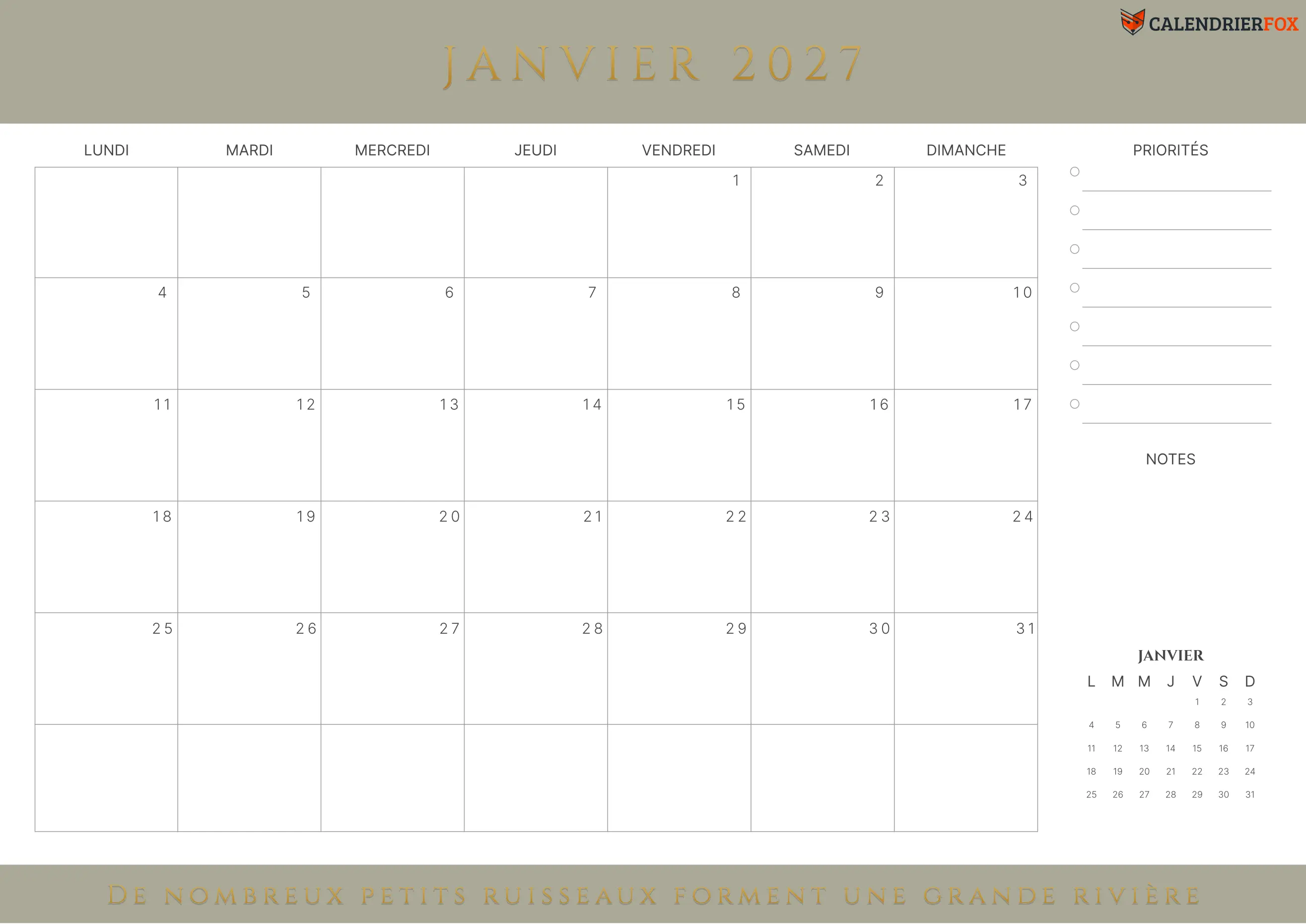 Calendrier avec citations