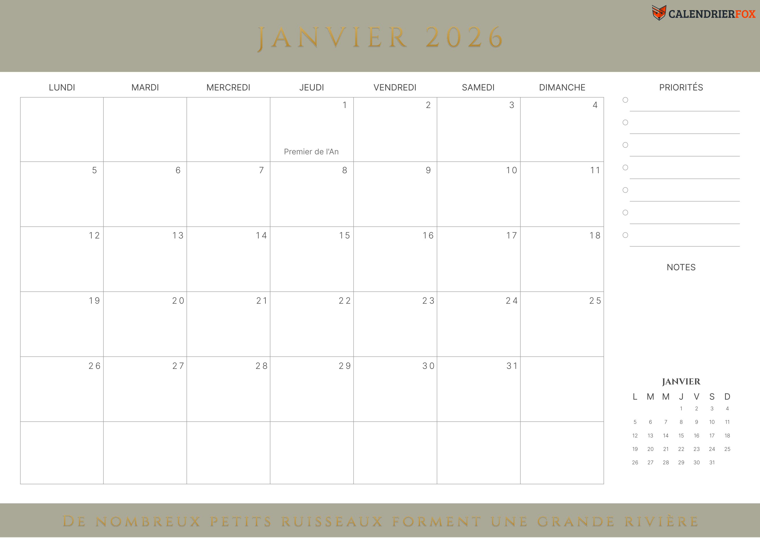 Calendrier avec citations