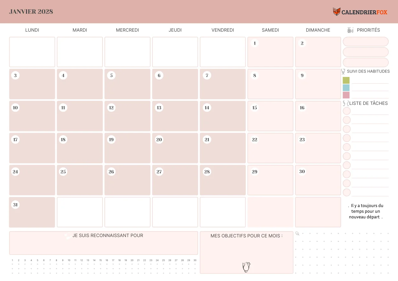Calendrier Priorité