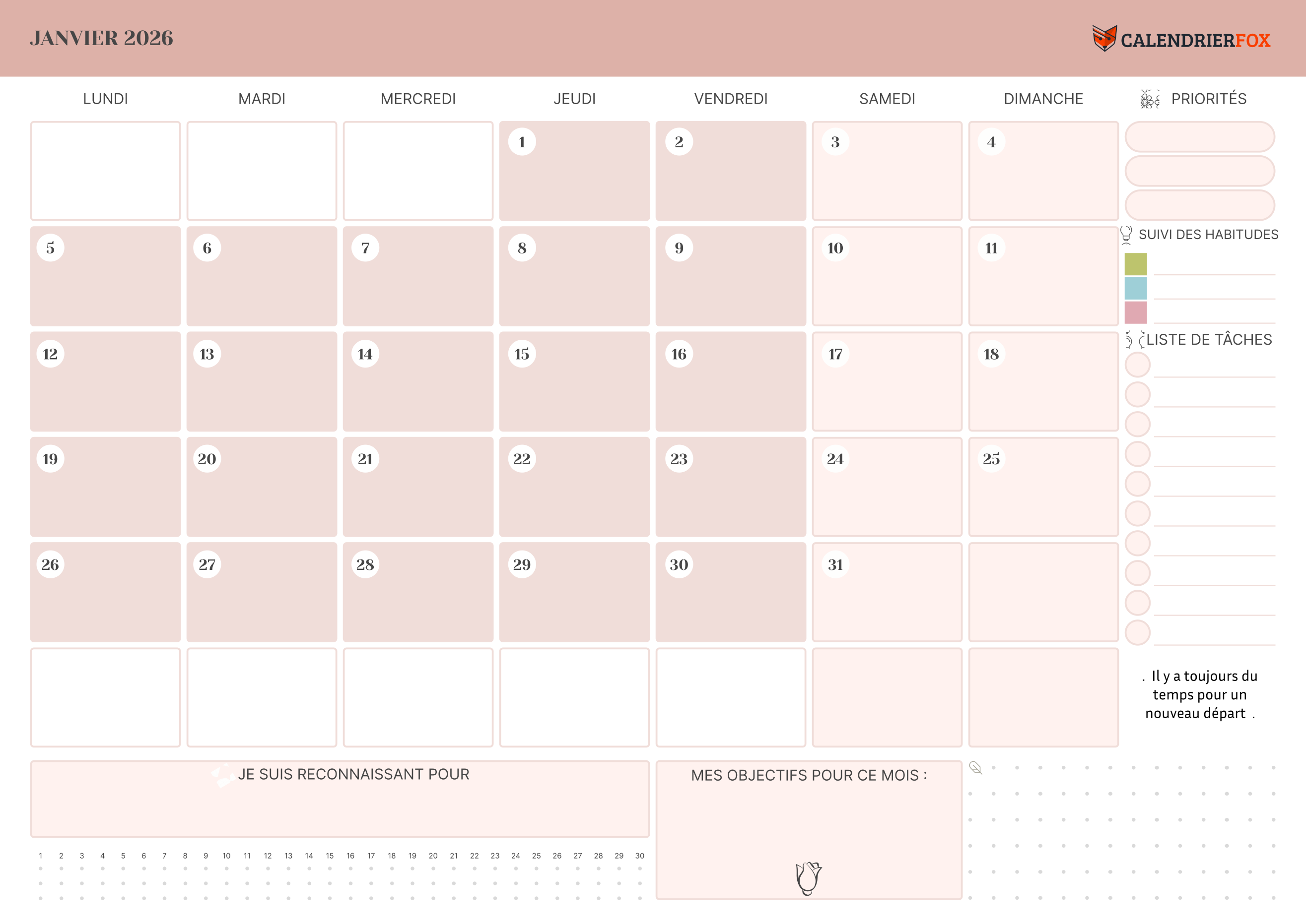 Calendrier Priorité