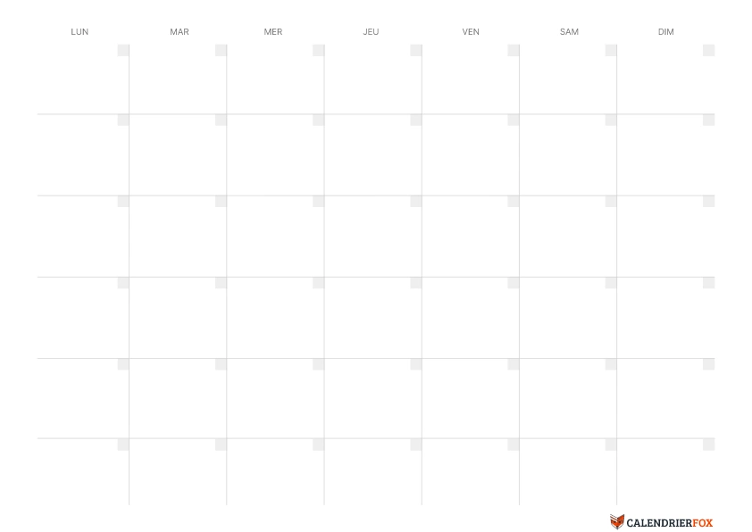 Modèle de calendrier Décembre vierge