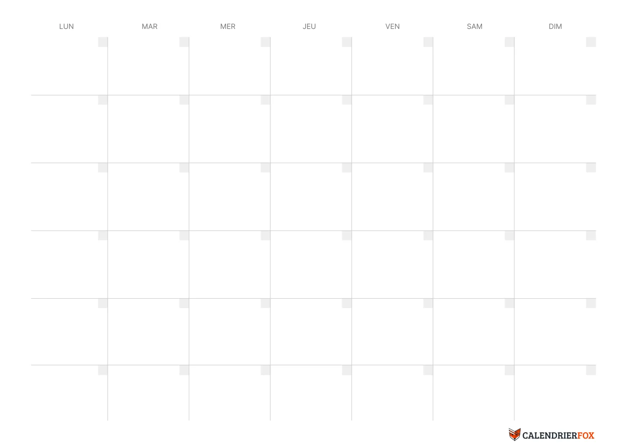 Modèle de calendrier Janvier vierge