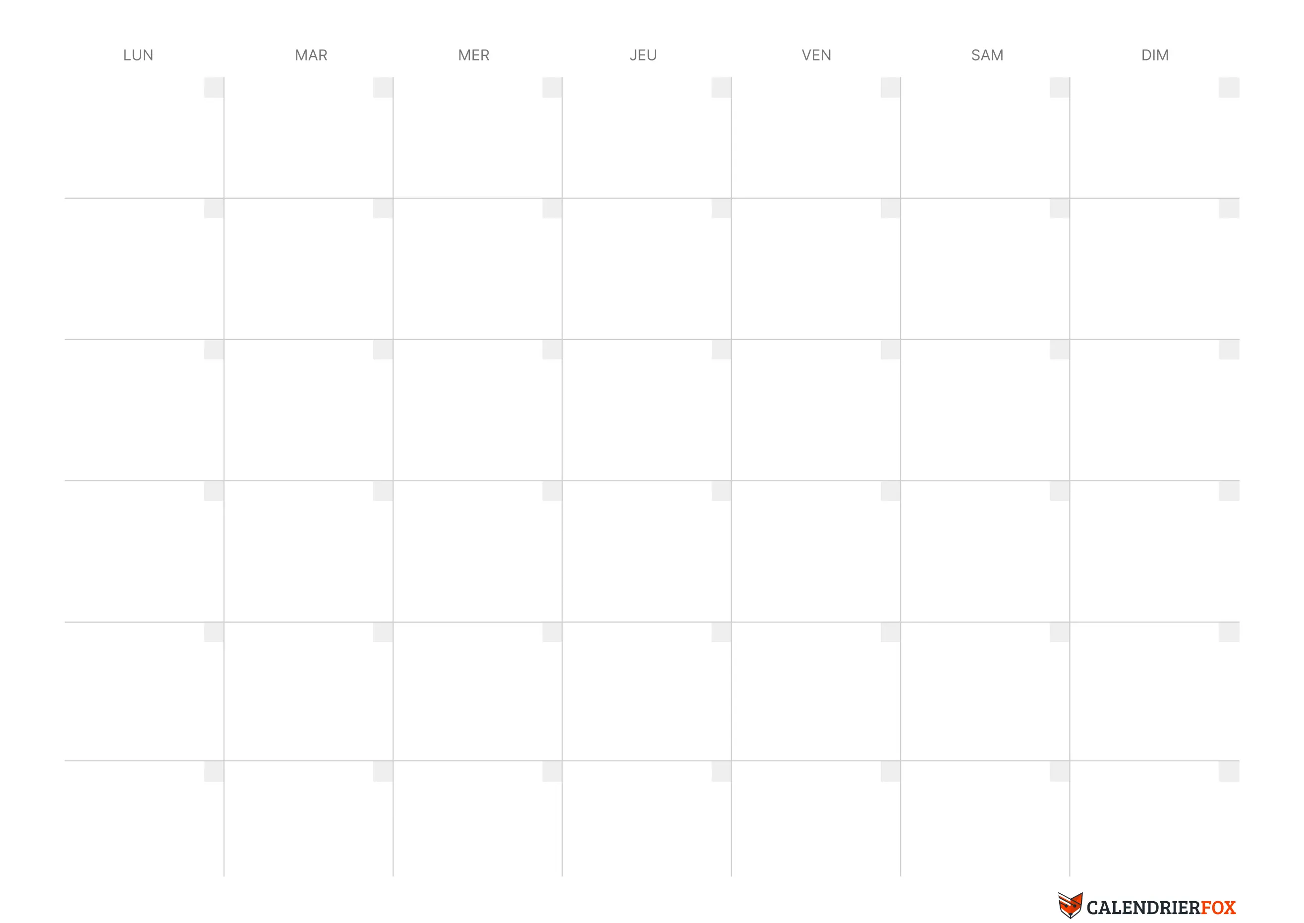 Modèle de calendrier Juin vierge